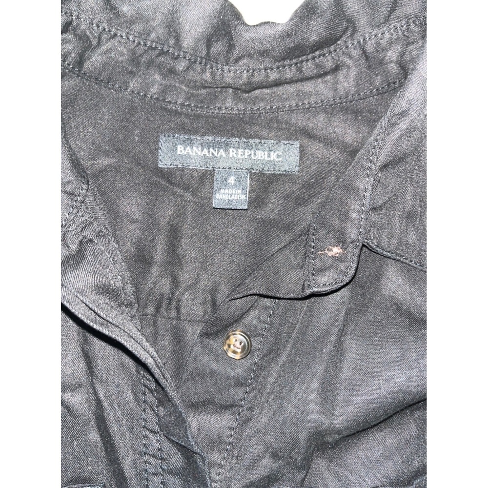 Banana Republic Women Black Utility Romper Long Sleeve Drawstring Waist Size 4 - Picture 3 of 8